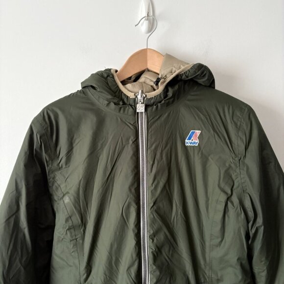 K-Way Denise St Thermo Double Reversible Jacket Olive Green / Oak Size Medium - Picture 3 of 7